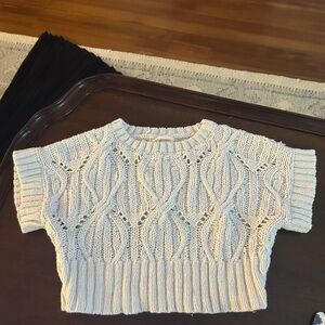 Cream Knit Short Sleeve Sweater cropped sweater
